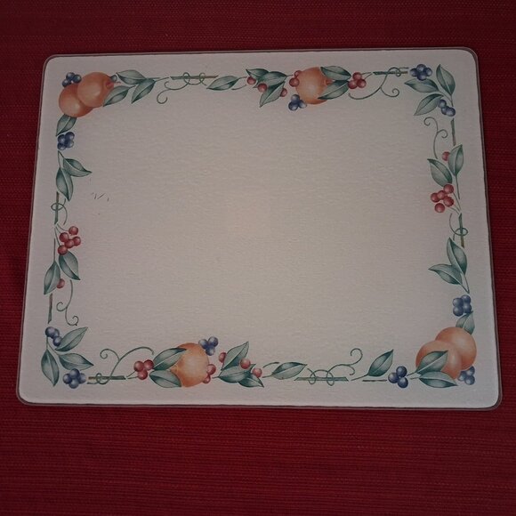 Corning Abundance 12 x 15 Counter Saver Cutting Board Peaches Cherries Fruit - Picture 1 of 7